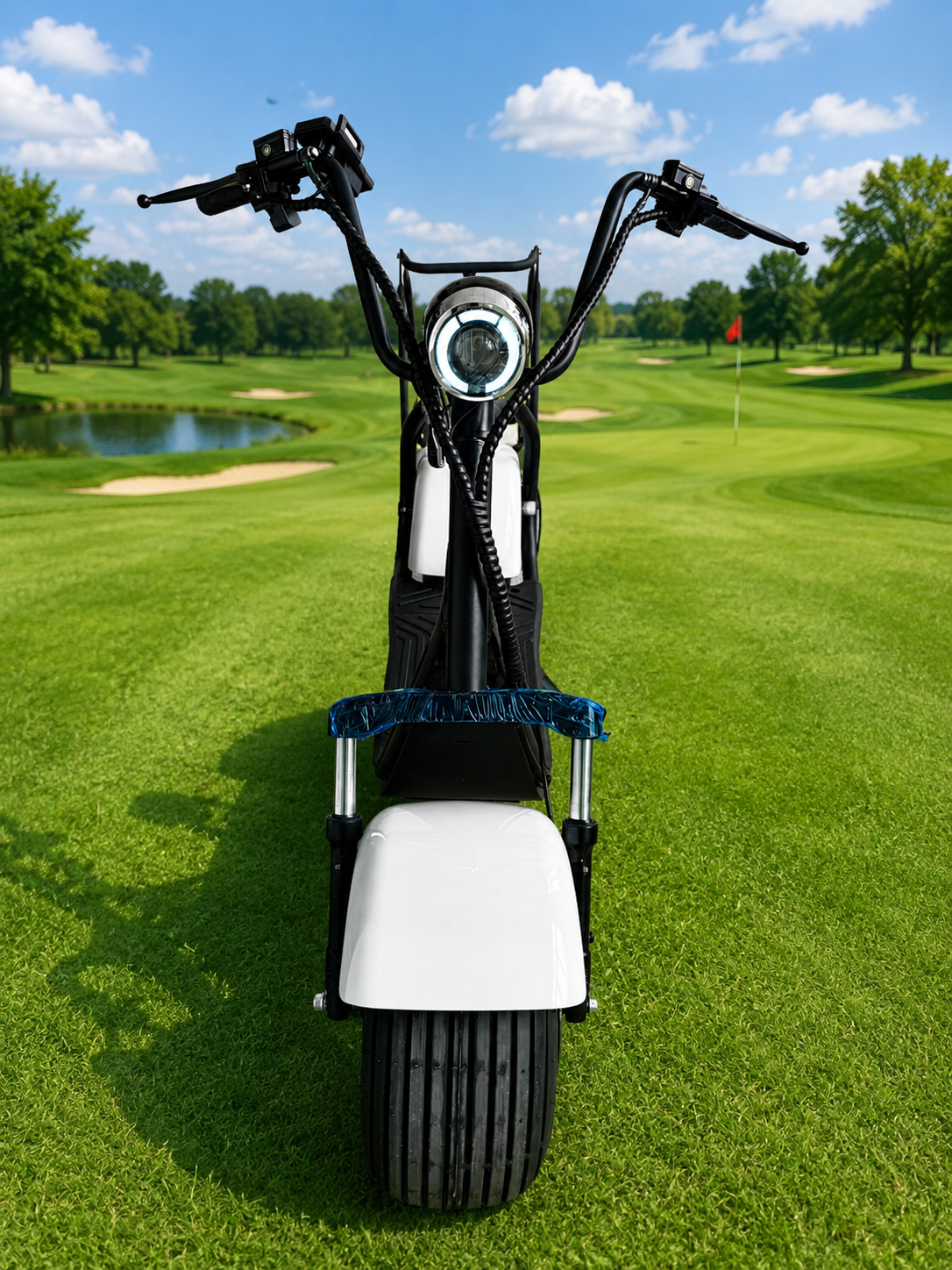 VangolfScooter front view on a golf course